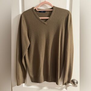 Marks & Spencer Blue Harbour Men's V-Neck Sweater - Tan/Green